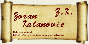Zoran Kalanović vizit kartica